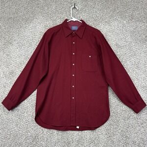 VTG Pendleton Shirt Men's Large Red Virgin Wool Leather Elbow Patch Made In USA